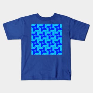 monochrome blue geometrical abstract circle pattern Kids T-Shirt